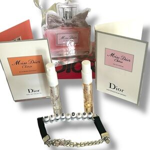 Dior Miss Dior Cherie Deluxe Sample Sprays, Air Freshener & Charm Bracelet 4pcs